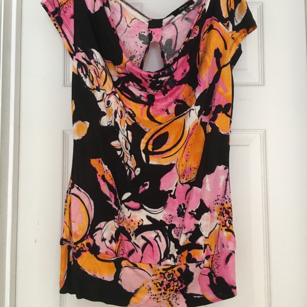 Swoop neck open back shirt